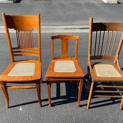 Antique hand made cane seat chairs