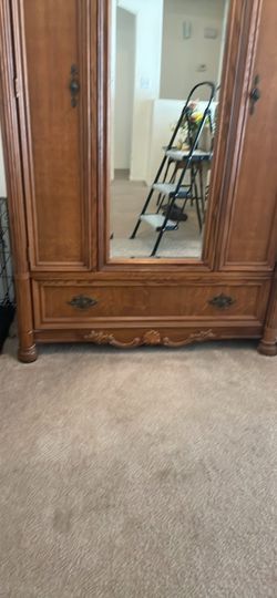 Vintage solid oak armoire