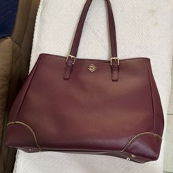 Michelle Tote — Wine (Microfiber Leather)