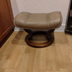 Ekornes Adjustable Ottoman Danish Modern Lounge Chair Stool Leather 