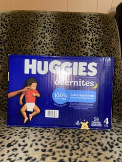 Box of 58 Huggies overnites size 4 $20 firm on price