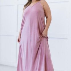 Zenana Beach Vibes Full Size Cami Maxi Dress in Light Rose