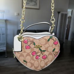 Coach Heart Crossbody Signature Canvas Heart Cherry Print