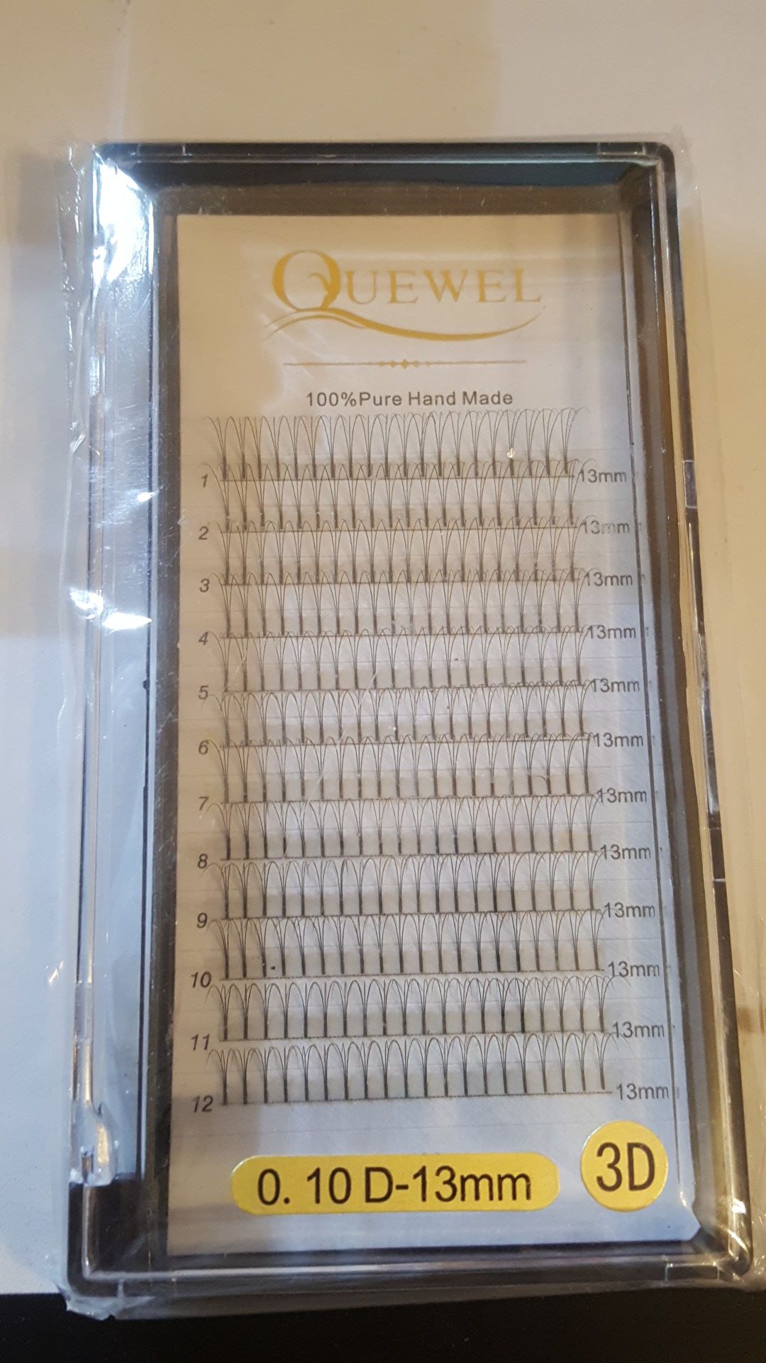 Quewel 100% Pure Hand Made Lashes 0.10 D-13mm Brand New