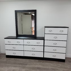 DRESSER WITH MIRROR AND CHEST 