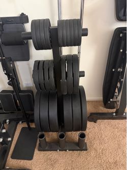 Rubber Weight Plates and stand