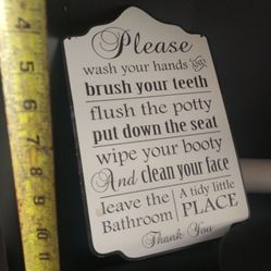 Metal Bathroom Rules sign VIP Home & Garden Model #MT2689