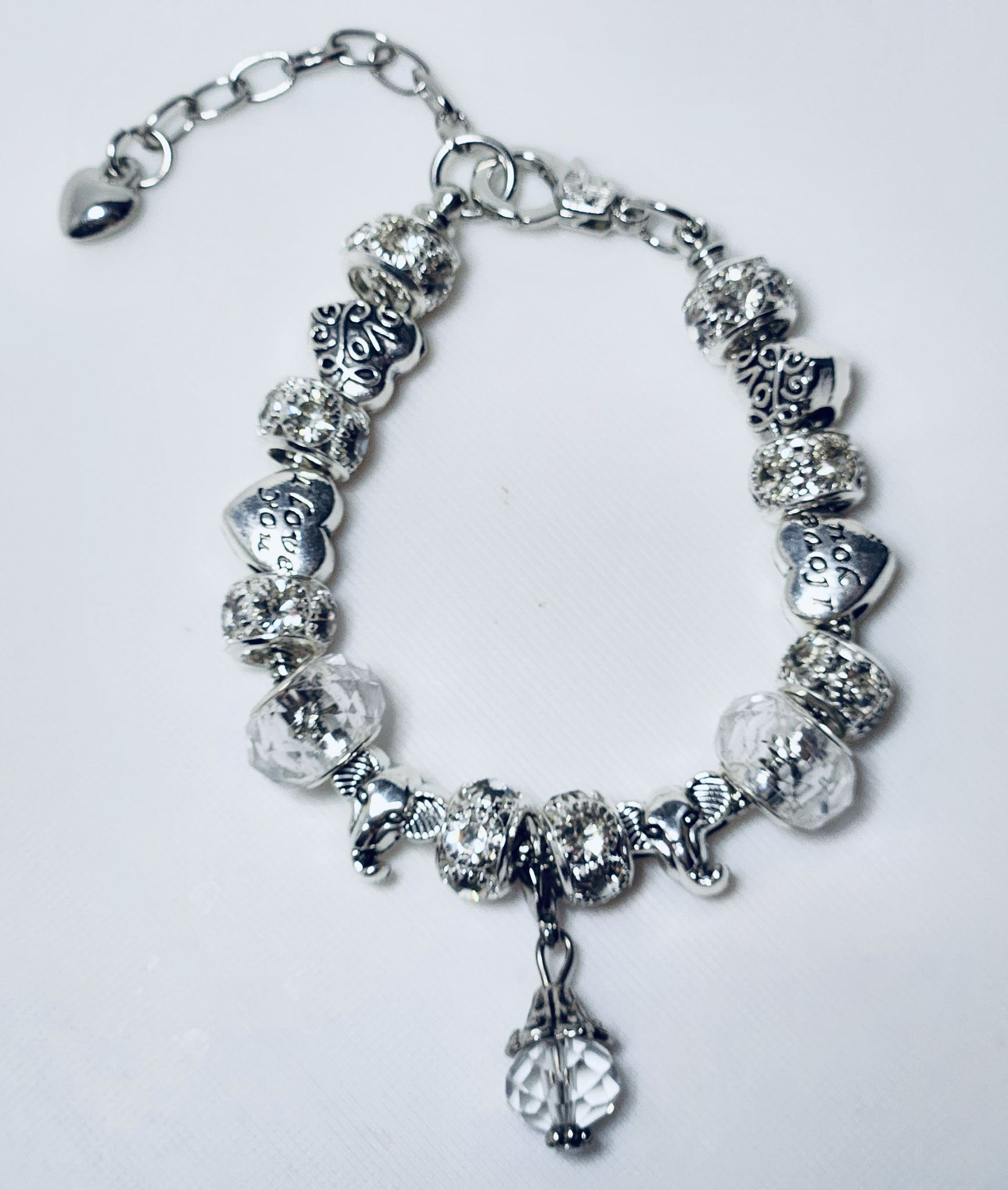 Clear And Silver Charm Bracelet