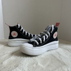 Converse Girl's  Black/Pink Platform High Top Sneakers 