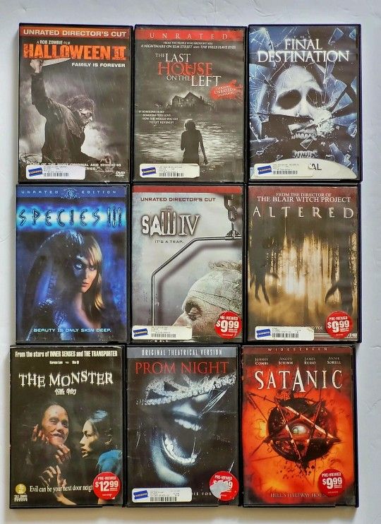 (Lot Of 9) BLOCKBUSTER VIDEO Assorted Horror/Slasher DVD Movies HALLOWEEN II & More, perfect Binge Bundle.  Get ready for a thrilling cinematic experi