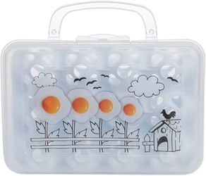 Egg Container for 12 Eggs, Plastic Egg Tray with Handle, Portable Egg Box