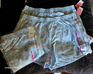 Halogen Blue Pajama Shorts with Pink Hearts & Red Cherries