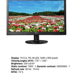 AOC Computer Monitor E2060S wd