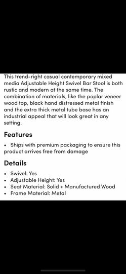 Wellman Adjustable Height Swivel Bar Stool By Williston Forge