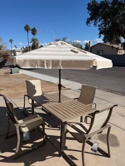 NEW PATIO DINING TABLE SET (chairs Ashley design) new UMBRELLA IS FREE