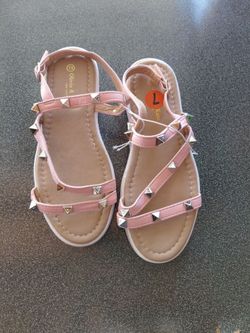 New Olivia & Kate Pink Studded Flat Sandals Size 7.5 $7
