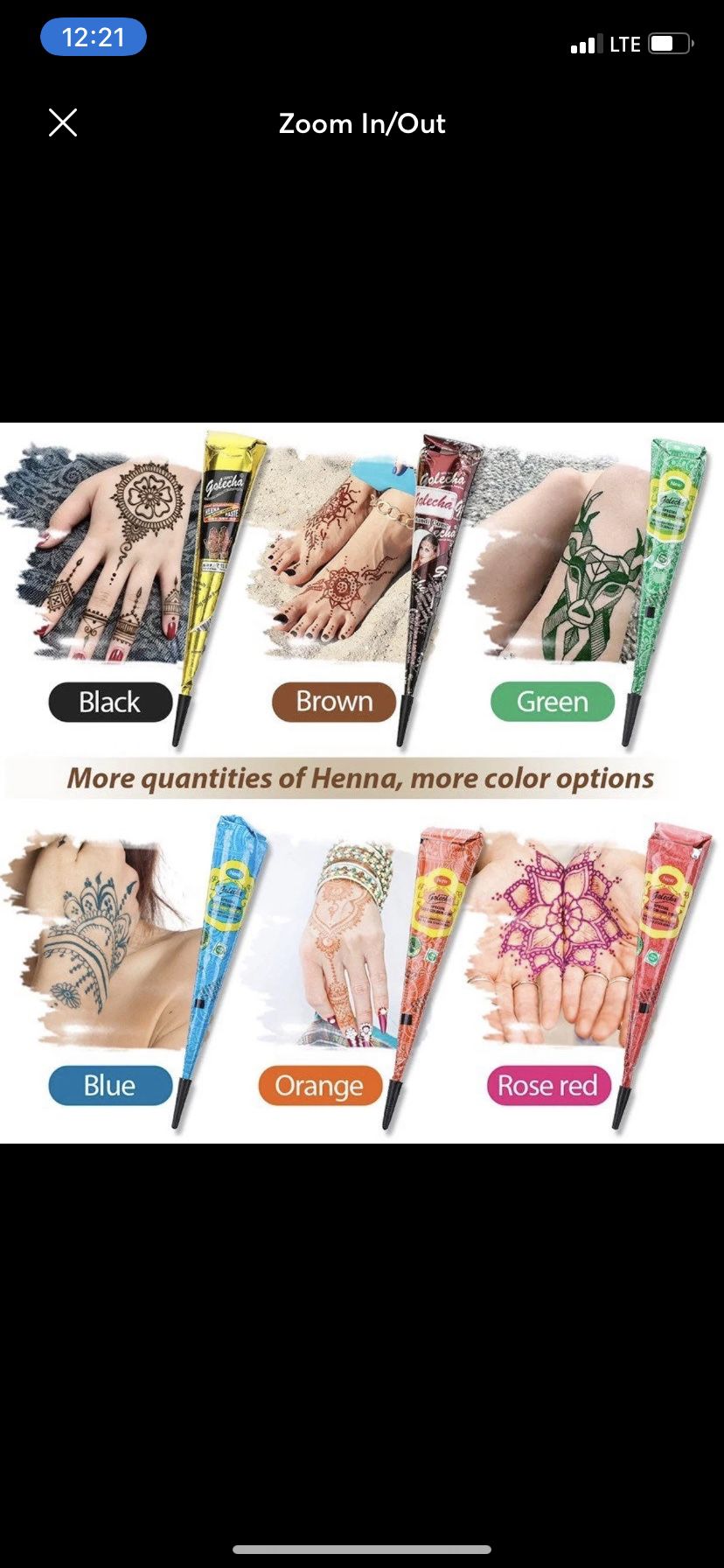 6 Henna Paste Cones 