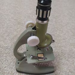 Vintage Green Tasco 900X Microscope with Slides