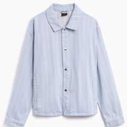 $300 Mens  Jordan x A Ma Maniere Blue Jean Stripe Denim Jacket HF4353-440