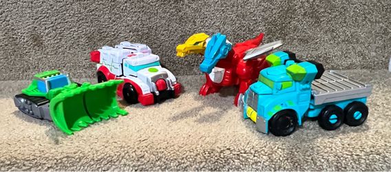 Playskool heroes Transformers set of 4 rescue bots Hoist Fire bot Boulder Medix
