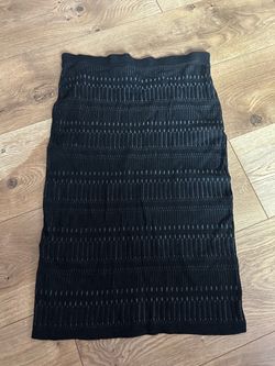 ELIE TAHARI Black Knee Length Knit Skirt Women's Size Small Cotton Blend