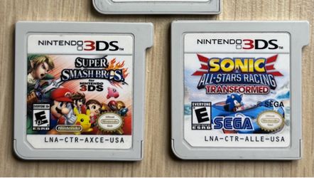 Super Smash Bros and Sonic all Stars Racing for Nintendo 3DS