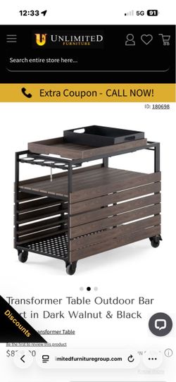 Transformer Table outdoor bar cart