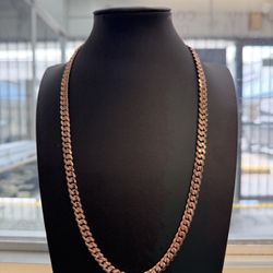 8MM 14Kt Rose Gold Over Silver Cuban Link Chain