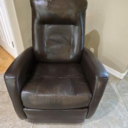 Brown leather rocker and front leg recliner