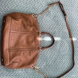 Michael Kors Brown Pebbled Leather Satchel Tote w/ Chain & Crossbody Strap