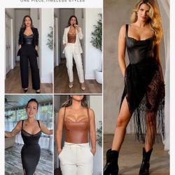 Popilush Leather Corset Bodysuit