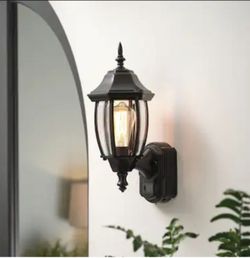 Black Outdoor Motion Sensored Wall Lantern Light