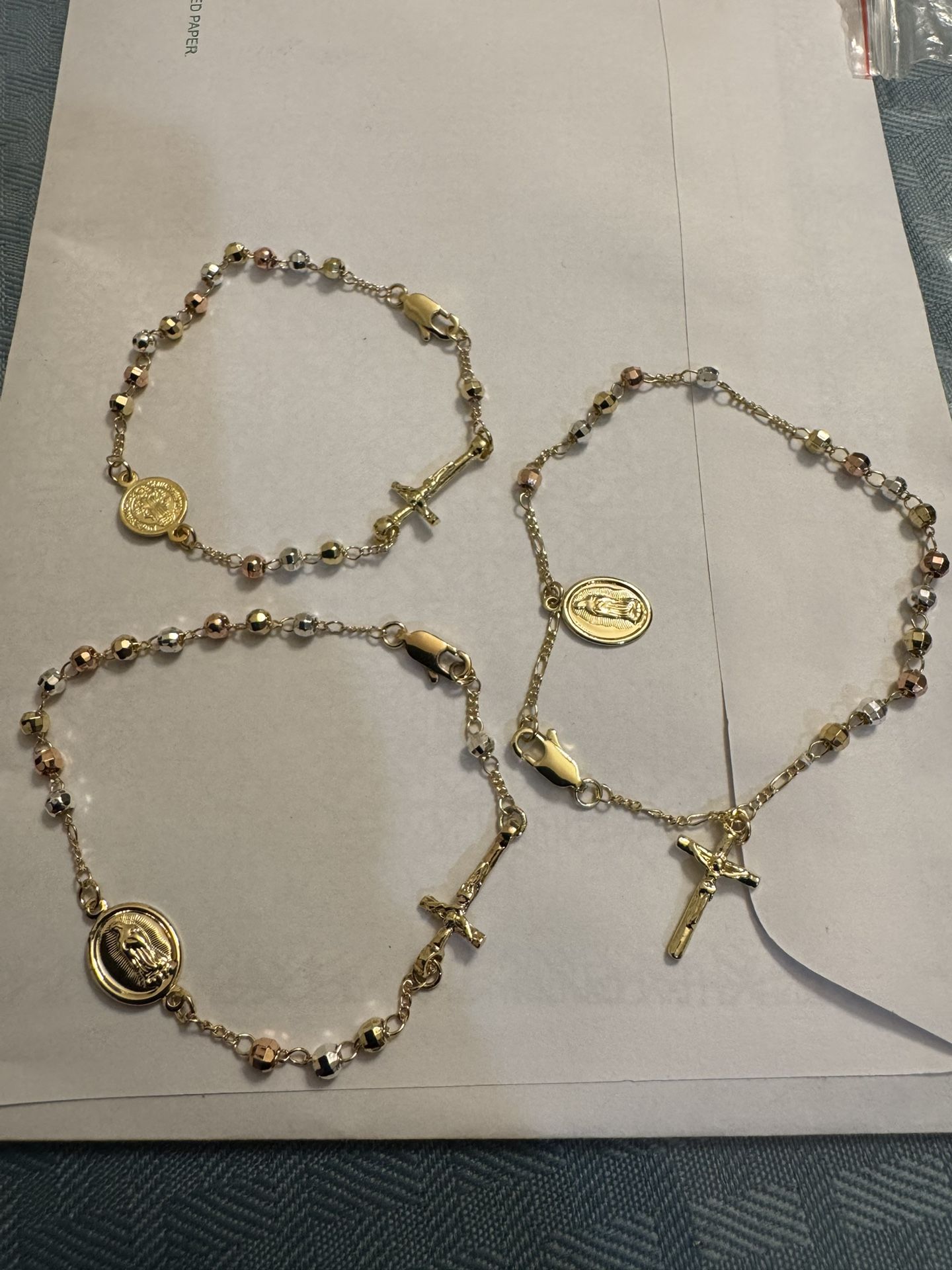 Pulseras Tipo Rosario En Oro Laminado// Gold Plated Rosary Bracelet