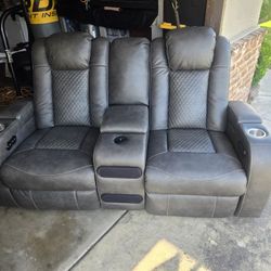 Soda Love Seat Recliner Set Bluetooth LED 
