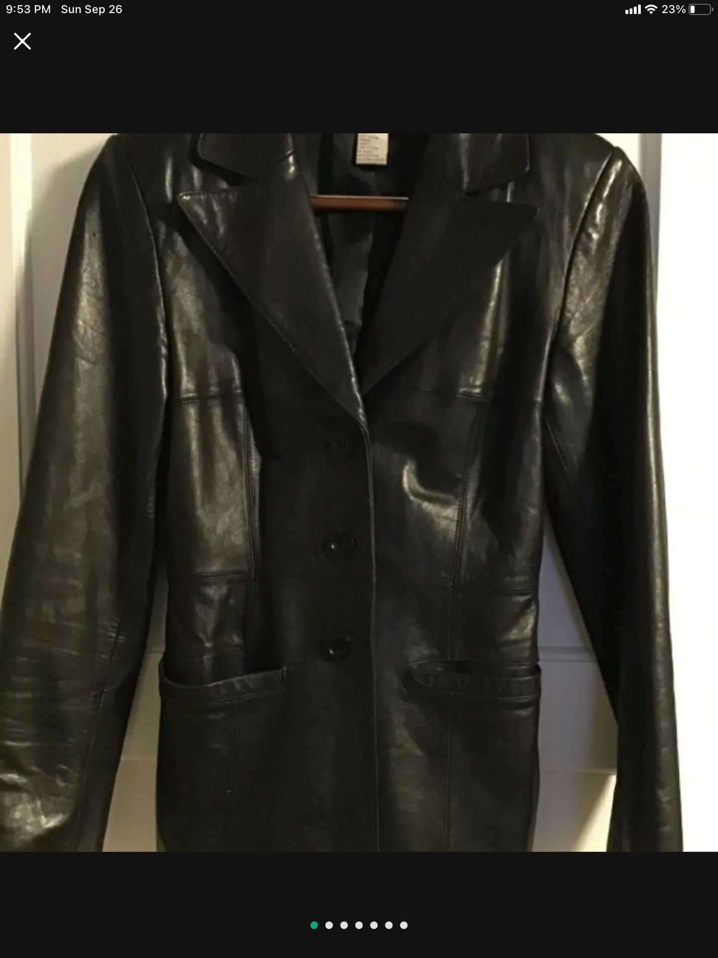Bebe black lambskin leather jacket car coat blazer size medium