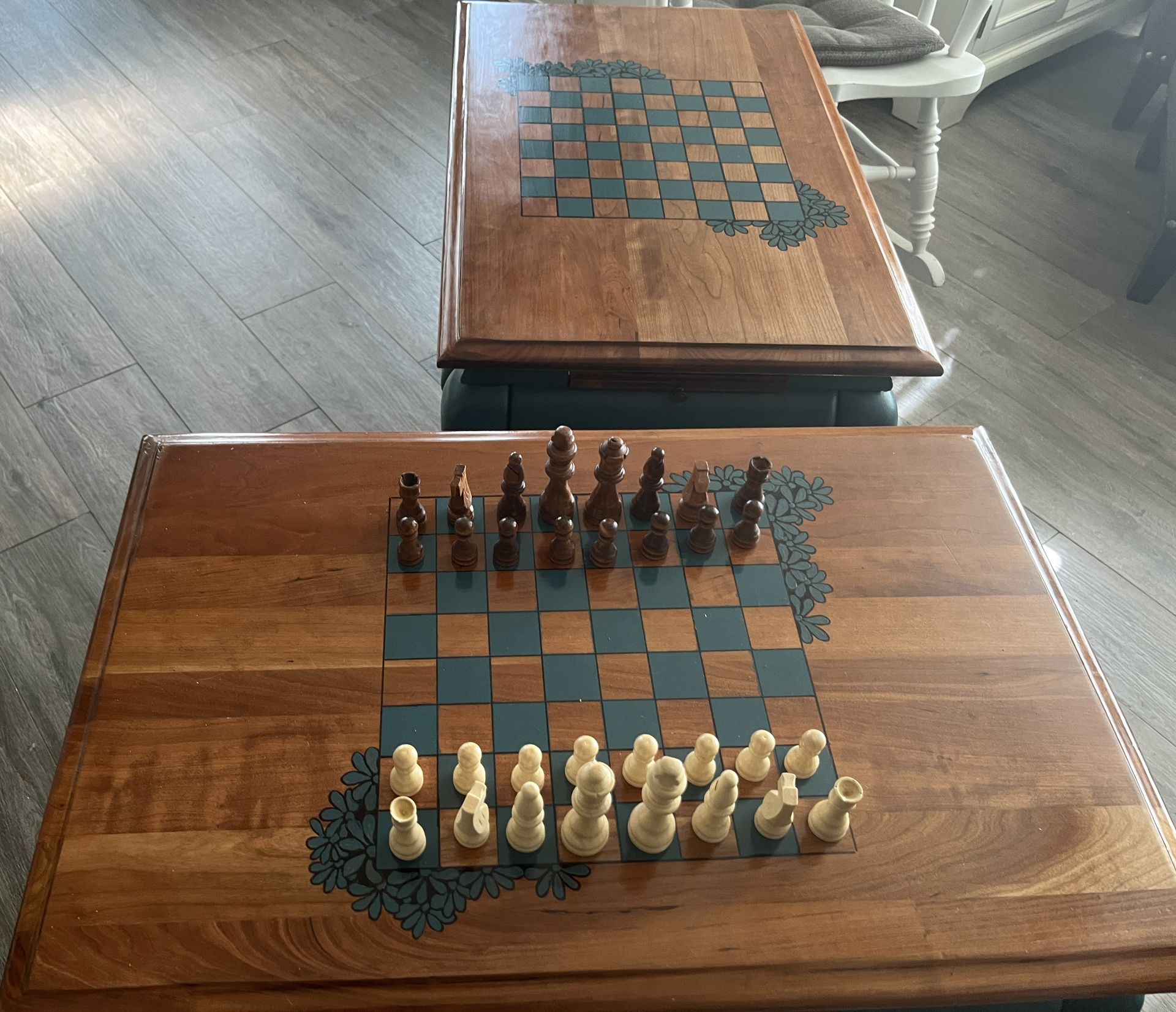 Pair Of Game Tables (Can Be Sold Separately/chess And checkers)
