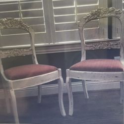 Set Of 2 Hand Carved Vintage Chairs