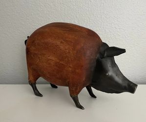 folk art sculpture wood metal vintage Charles  Marcak folk art sculpture wood metal  pig vintage