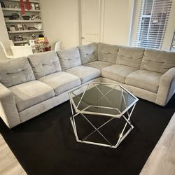 Annadale Tufted Grey Fabric Sectional
