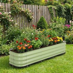 Green Galvanized Steel Self-Watering Raised Garden Bed with Water Reservoir (63 in. L x 16.5 in. W x 11.2 in. H)