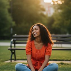 Orange “Taffeta-ish” high Waisted Shirt With Belt 