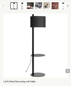 Black Floor Lamp With Integrated Side Table - Blue Dot