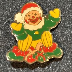 Vintage Christmas Clown Pin. Clown Santa 