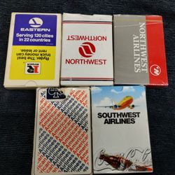 Lot of 5 airline playing cards - Eastern, Northwest, Southwest, American Airlines
