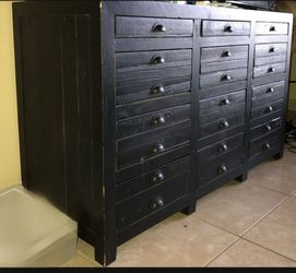 Restoration Hardware printmakers dresser credenza black pine distressed modern look drawers apothecary style for Sale in Longwood, FL - OfferUp Restoration Hardware printmakers dresser credenza black pine distressed modern look drawers apothecary style for Sale in Longwood, FL - OfferUp