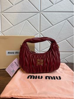 Miu Matelassé Burgundy Leather Shoulder Bag