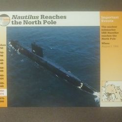 1994 Grolier USS Nautilus Nuclear Submarine Reaches The North Pole Large Over-sized Card Collectible Vintage
