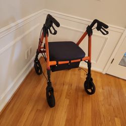 Wide Folding 4 Wheel Walker W Seat, Breaks And Basket 8 " Wheels