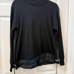 Moncler Monochrome Multi-media Crewneck Sweater, Black, Logo on Sleeve, Size L