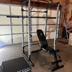 Fitness Reality Power Rack With Bench And Olympic Barbell